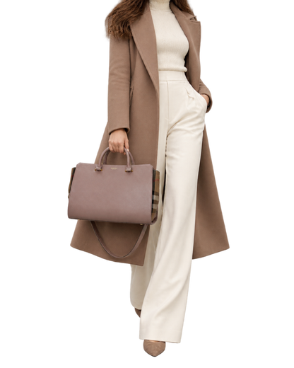 Burberry Leather Weekender Top Handle Shoulder Bag
