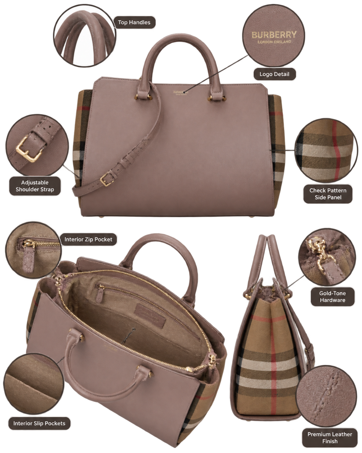 Burberry Leather Weekender Top Handle Shoulder Bag