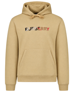 Burberry Logo Embroidered Hoodie Beige