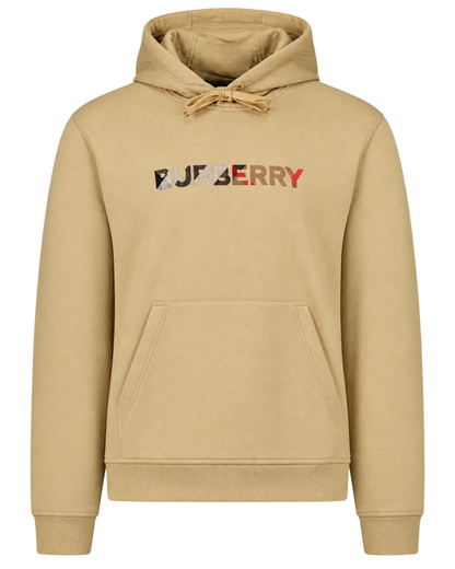 Burberry Logo Embroidered Hoodie Beige