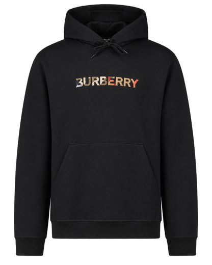 Burberry Logo Embroidered Hoodie Black