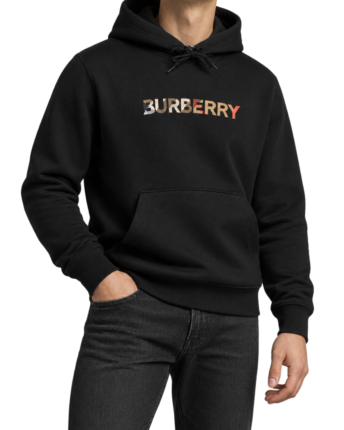 Burberry Logo Embroidered Hoodie Black