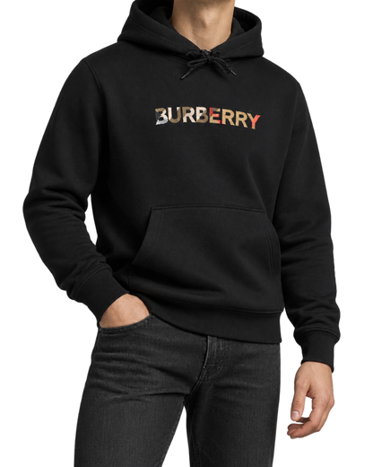 Burberry Logo Embroidered Hoodie Black