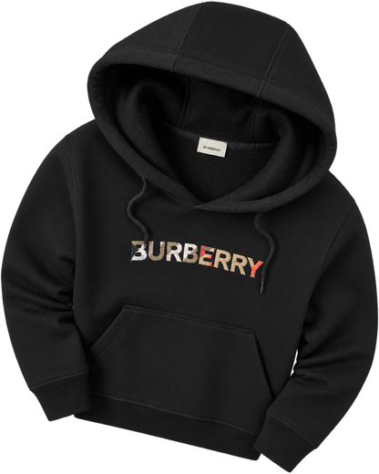 Burberry Logo Embroidered Hoodie Black