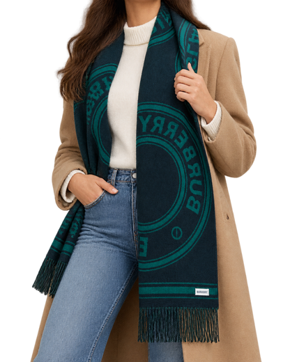 Burberry Logo Print Wool Scarf Made