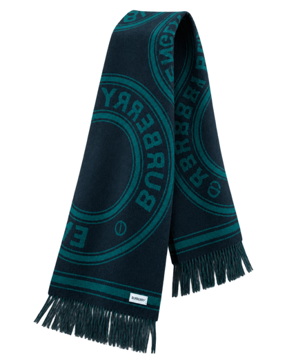 Burberry Logo Print Wool Scarf Made