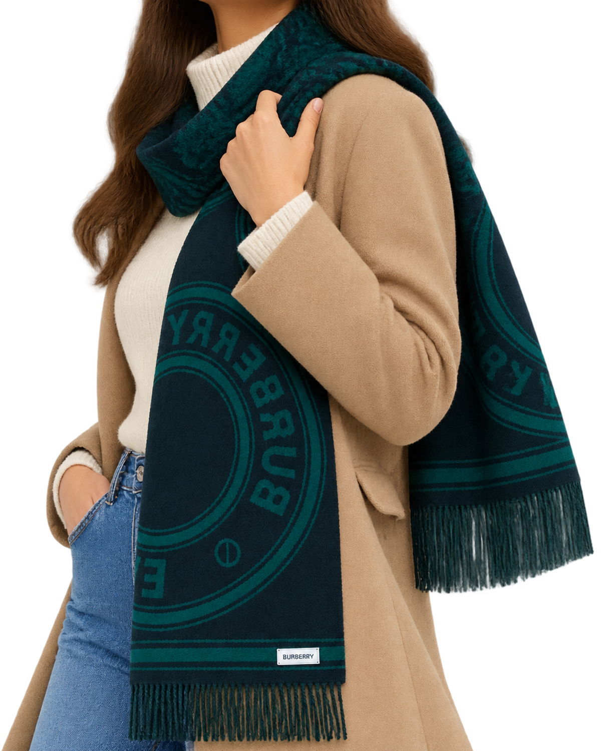 Burberry Logo Print Wool Scarf Made