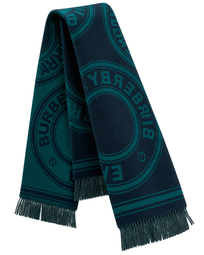 Burberry Logo Print Wool Scarf Made