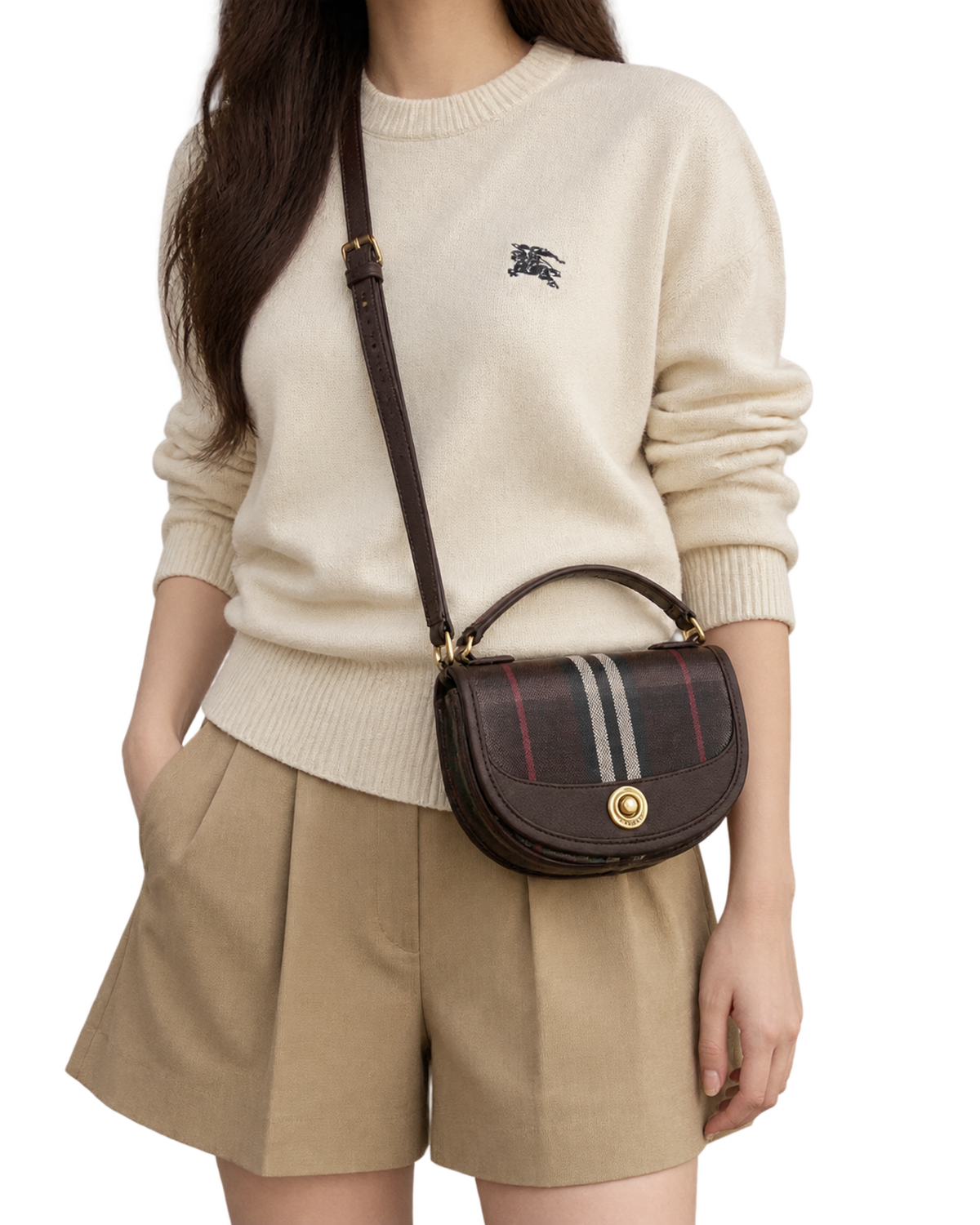 Burberry Mahogany Multicolor Highlands Mini Cross Body Bag