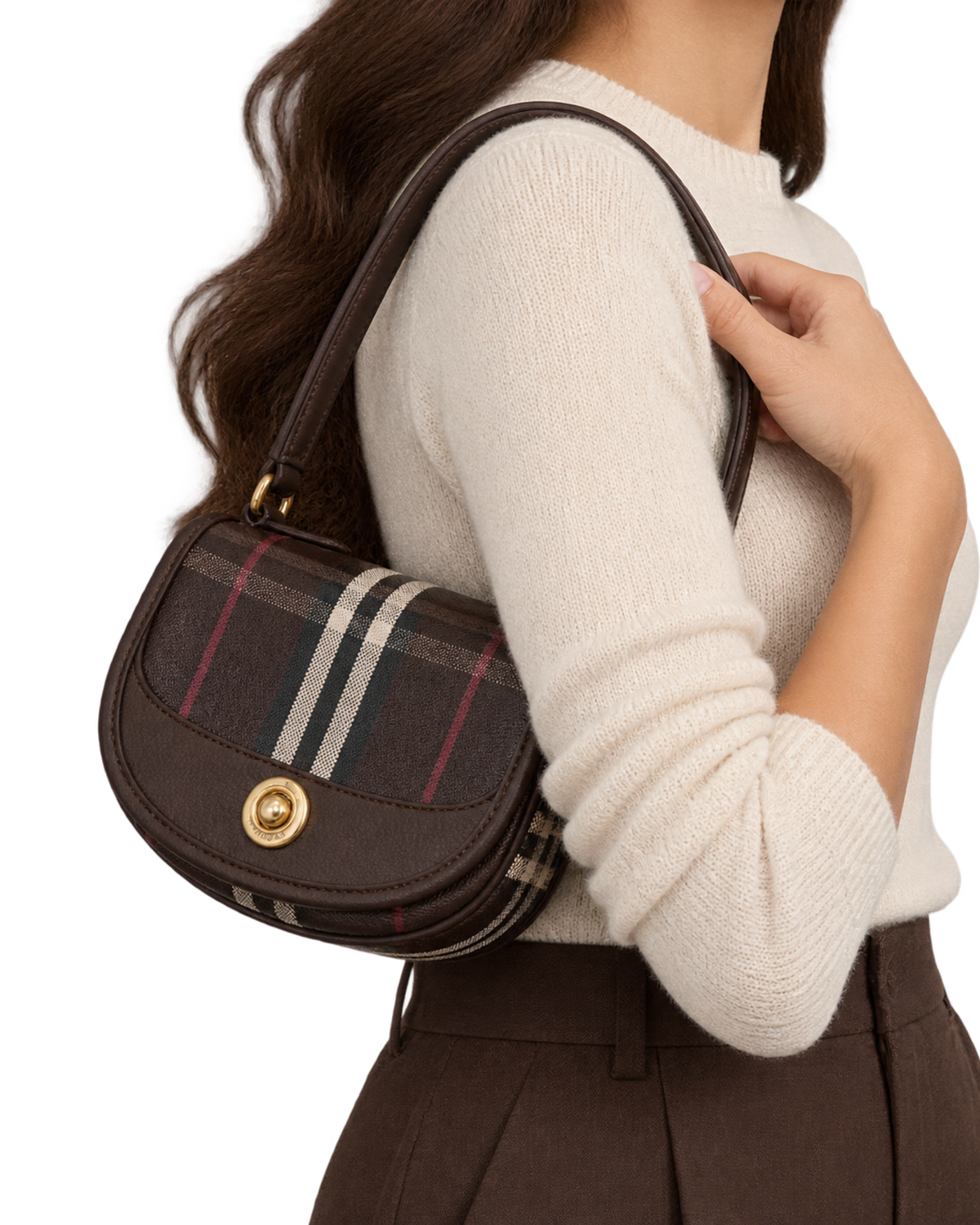 Burberry Mahogany Multicolor Highlands Mini Cross Body Bag