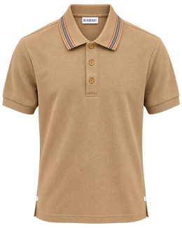 Burberry Pierson Cotton Polo Shirt In Soft Fawn