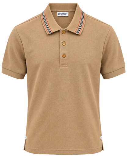 Burberry Pierson Cotton Polo Shirt In Soft Fawn