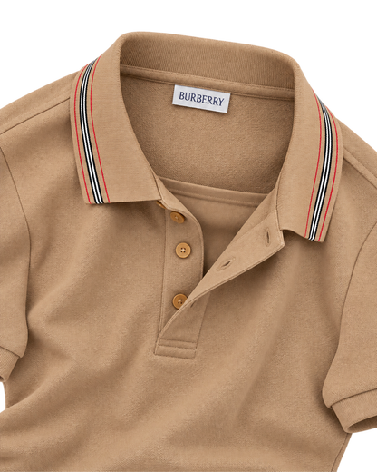 Burberry Pierson Cotton Polo Shirt In Soft Fawn