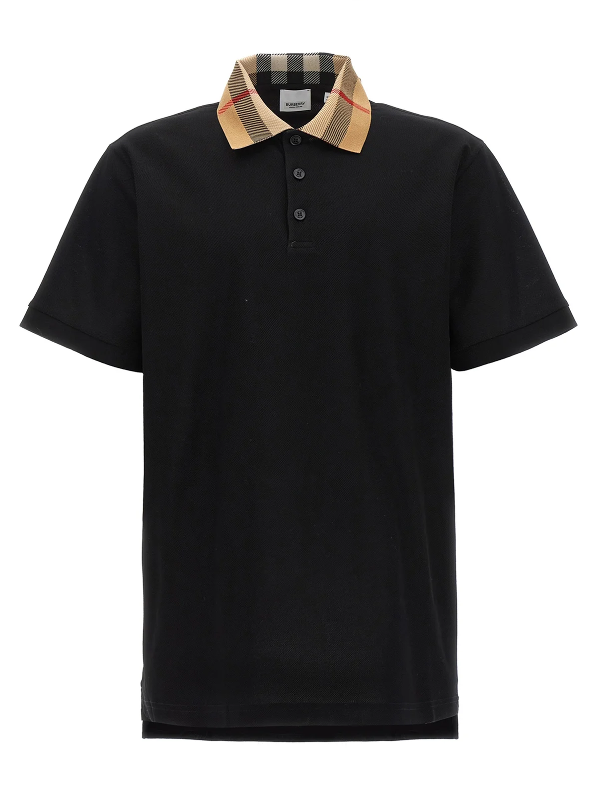 Burberry Vintage Check Print Collar Polo Shirt in Black
