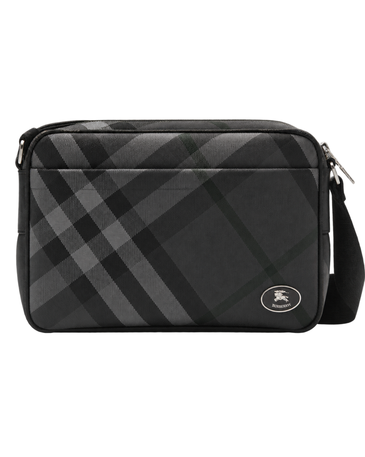 Burberry Slim Grid Crossbody Bag in Charcoal Black