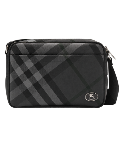 Burberry Slim Grid Crossbody Bag in Charcoal Black