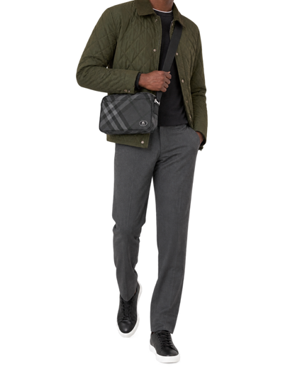 Burberry Slim Grid Crossbody Bag in Charcoal Black