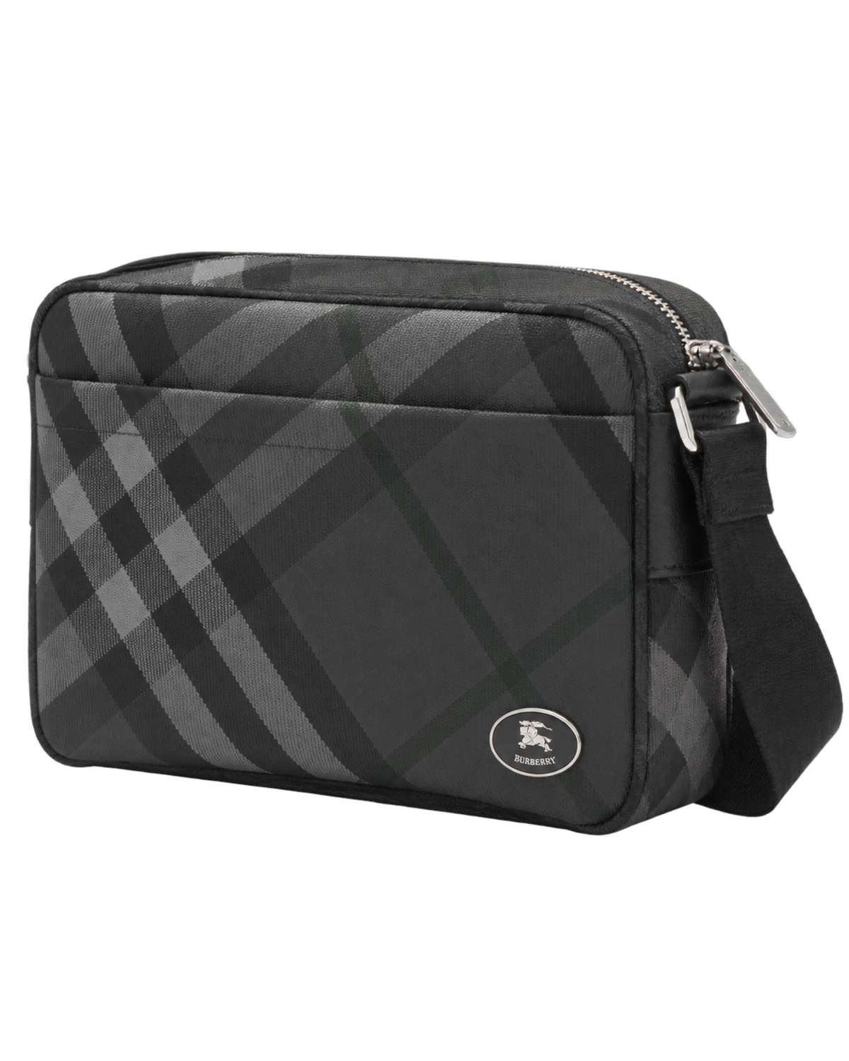 Burberry Slim Grid Crossbody Bag in Charcoal Black