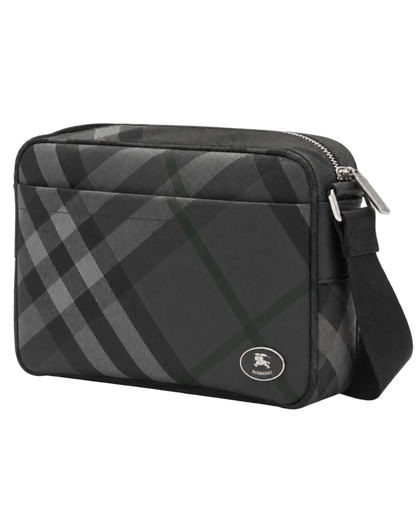 Burberry Slim Grid Crossbody Bag in Charcoal Black