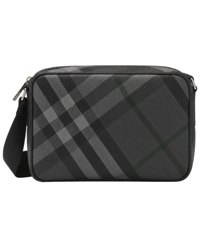 Burberry Slim Grid Crossbody Bag in Charcoal Black