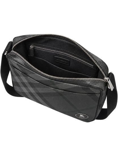 Burberry Slim Grid Crossbody Bag in Charcoal Black