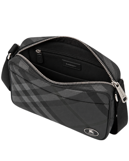 Burberry Slim Grid Crossbody Bag in Charcoal Black