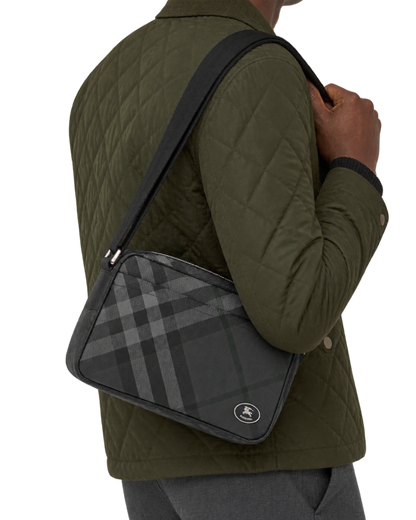 Burberry Slim Grid Crossbody Bag in Charcoal Black