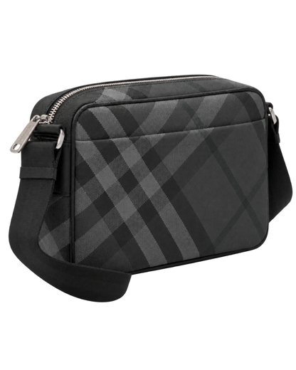 Burberry Slim Grid Crossbody Bag in Charcoal Black