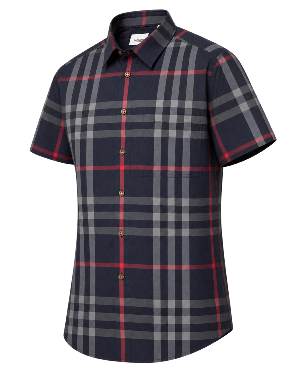 Burberry Slm Fit Navy Check Cotton Shirt