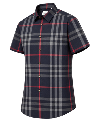 Burberry Slm Fit Navy Check Cotton Shirt