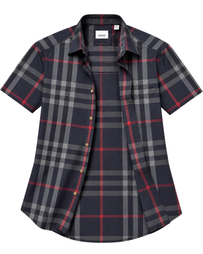 Burberry Slm Fit Navy Check Cotton Shirt