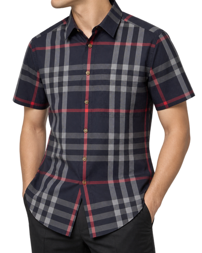 Burberry Slm Fit Navy Check Cotton Shirt