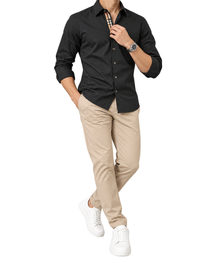 Burberry Solid Shirt In Black