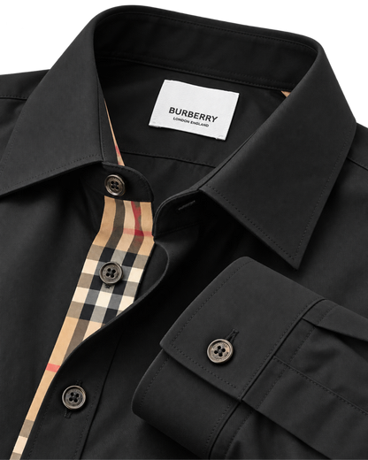Burberry Solid Shirt In Black