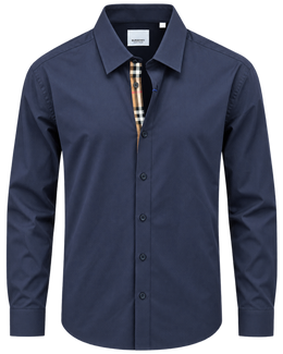 Burberry Solid Shirt In Navy