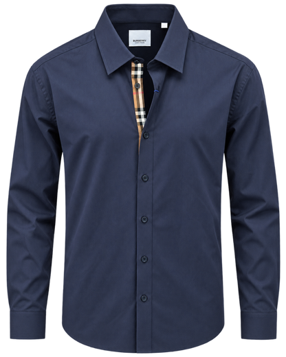 Burberry Solid Shirt In Navy
