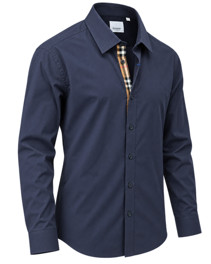 Burberry Solid Shirt In Navy