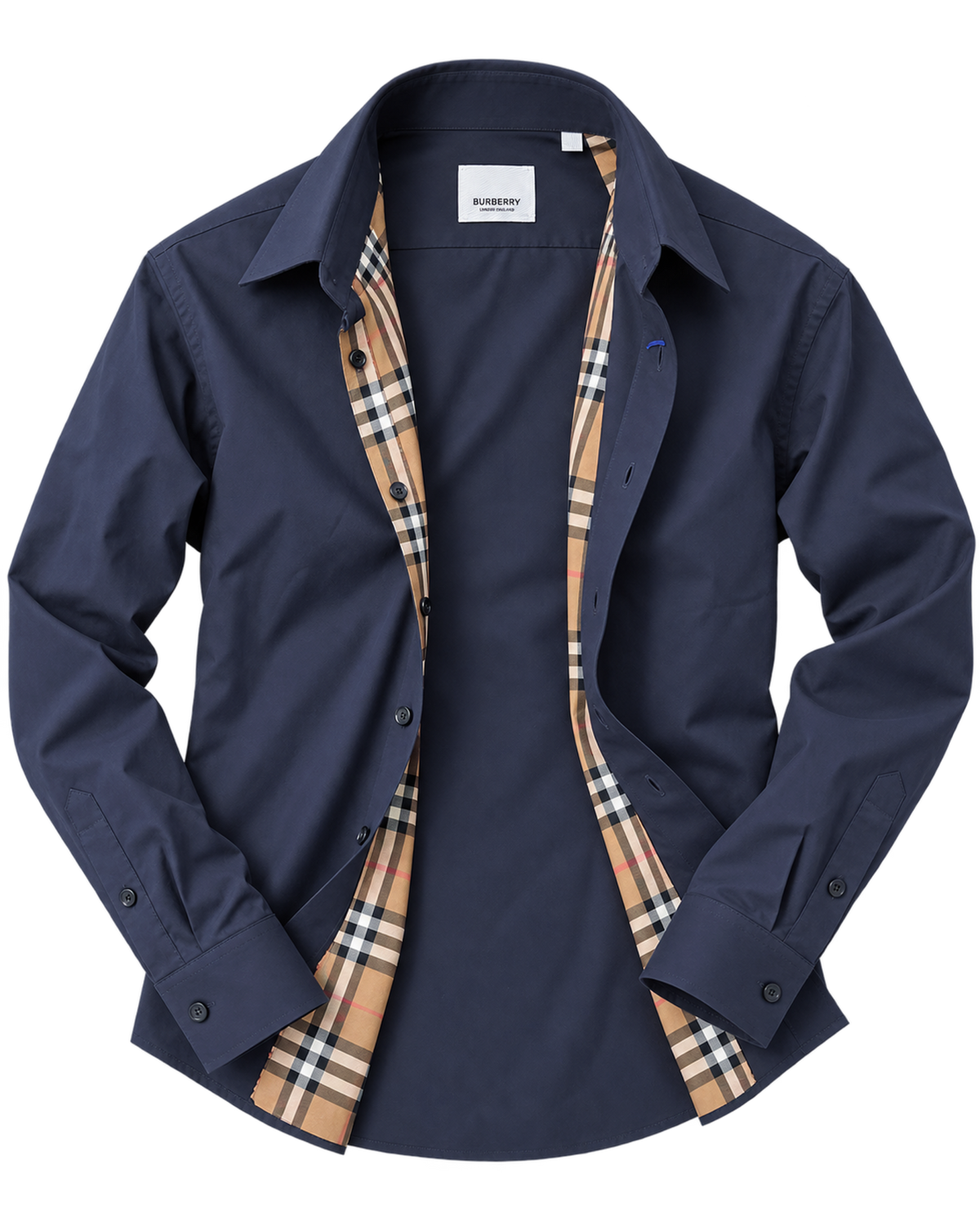 Burberry Solid Shirt In Navy