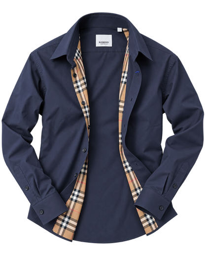 Burberry Solid Shirt In Navy