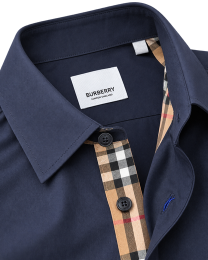 Burberry Solid Shirt In Navy