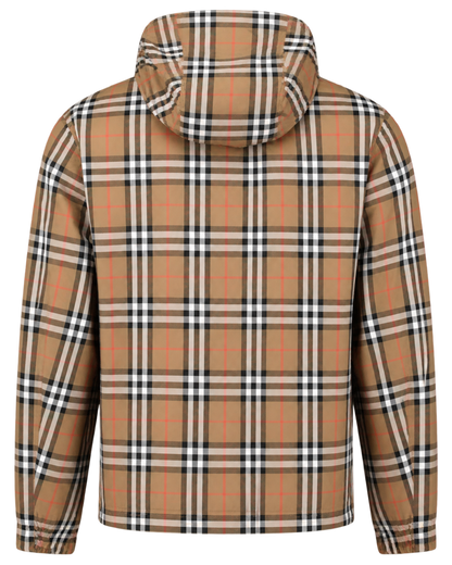 Burberry 'Stanford' Zip-Up Check Reversible Hooded Jacket Black & Check