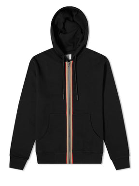 Burberry Stripe Detail Zipped Hoodie in Black