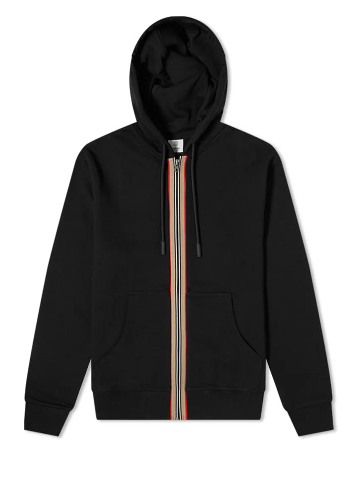 Burberry Stripe Detail Zipped Hoodie in Black