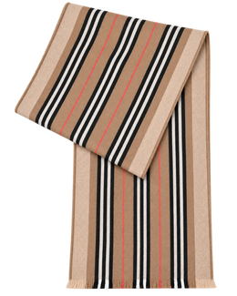 BURBERRYClassic striped double-sided printed wool long scarf