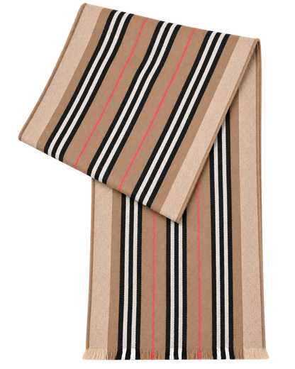 BURBERRYClassic striped double-sided printed wool long scarf