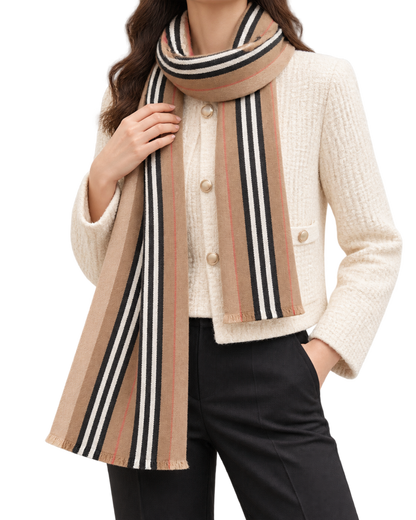 BURBERRYClassic striped double-sided printed wool long scarf