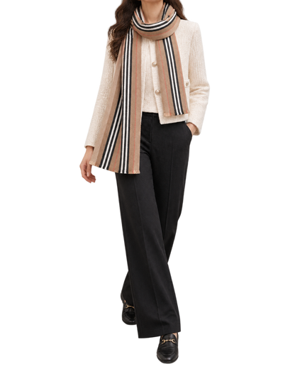 BURBERRYClassic striped double-sided printed wool long scarf