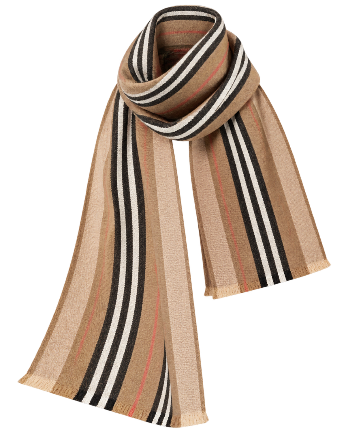 BURBERRYClassic striped double-sided printed wool long scarf