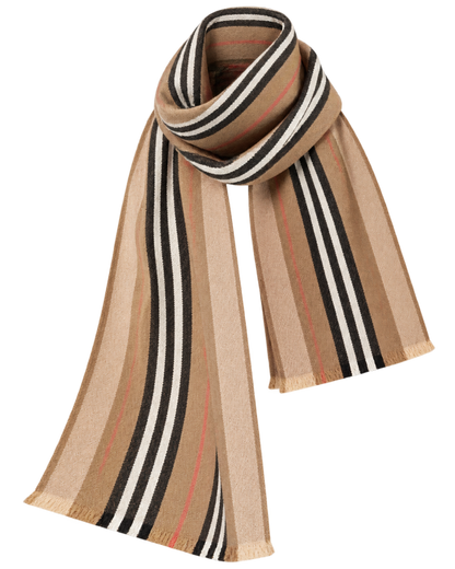 BURBERRYClassic striped double-sided printed wool long scarf
