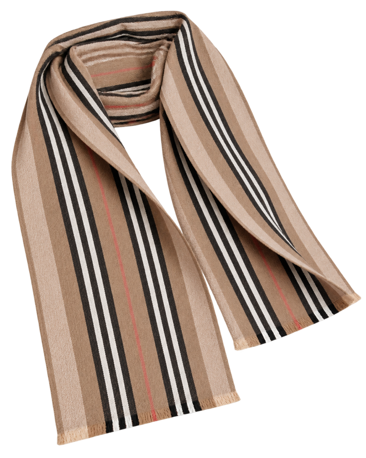 BURBERRYClassic striped double-sided printed wool long scarf